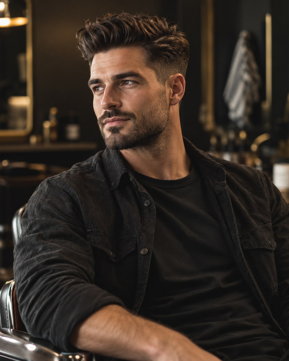 A precisely styled haircut and beard